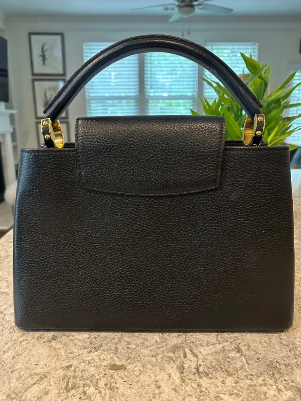 Louis Vuitton Capucines MM in Black Taurillon Leather and Gold Hardware
